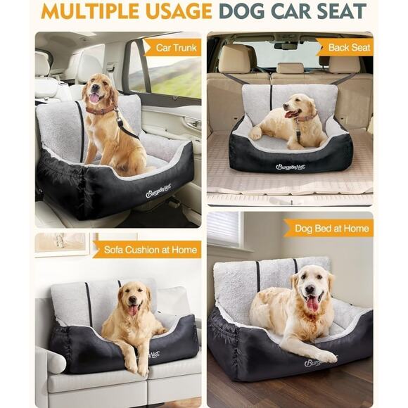 Detachable, Washable Pet Carseat, Under 55 lbs, Soft Booster, Storage Pockets - Picture 7 of 8